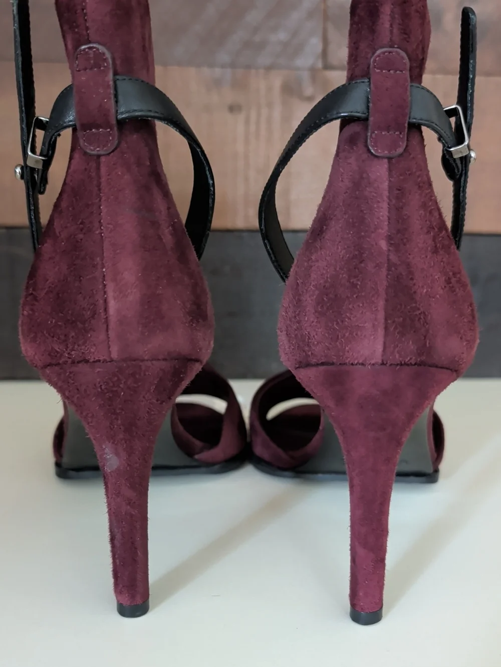 Vince Women's Burgundy Suede High Heel Sandals Size 8.5M